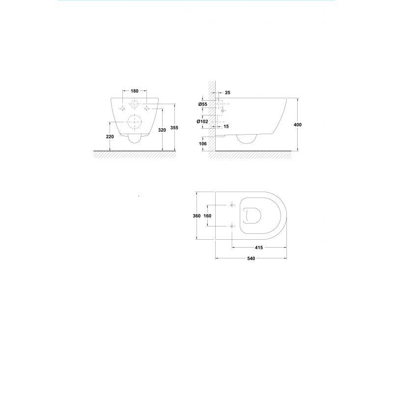 VAS WC EMMA ROUNDED SUSPENDAT 54X36 CM ALB